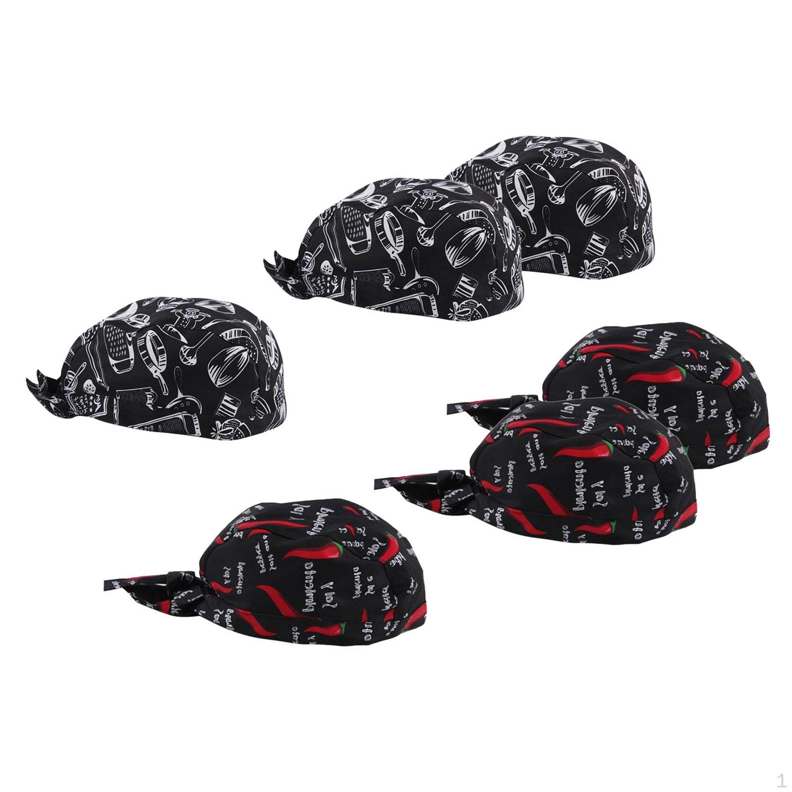 

6x Adjustable Unisex Men Women Adults Chef Hats Tie Back Restaurant Cooking Headwrap Food