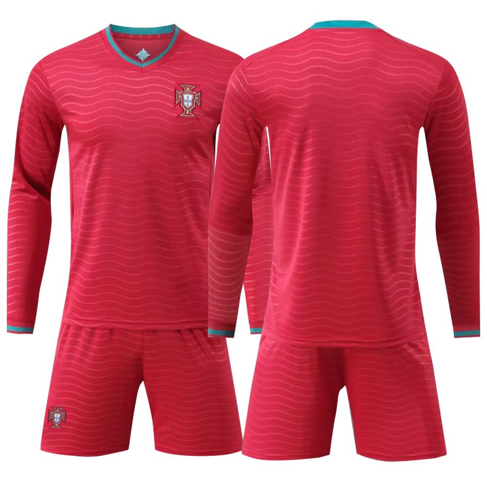 

2026 Portugal Home Football Kit - Men s Long & Short Sleeve Quick Dry Jersey Kids 22 125-135CM