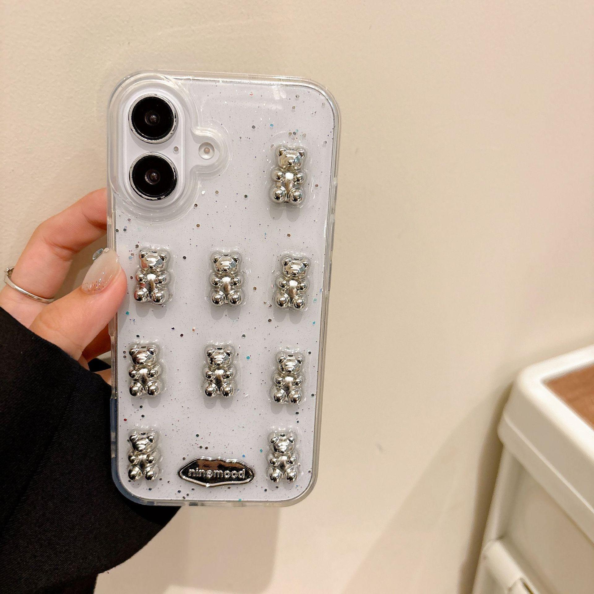 

Чохол для телефону Little Bear Strawberry Bow для Apple 16 Блискучий Рожевий Прозорий для IPhone 17 Promax Блискучий Рожевий Жіночий Випуск For iPhone 17Promax