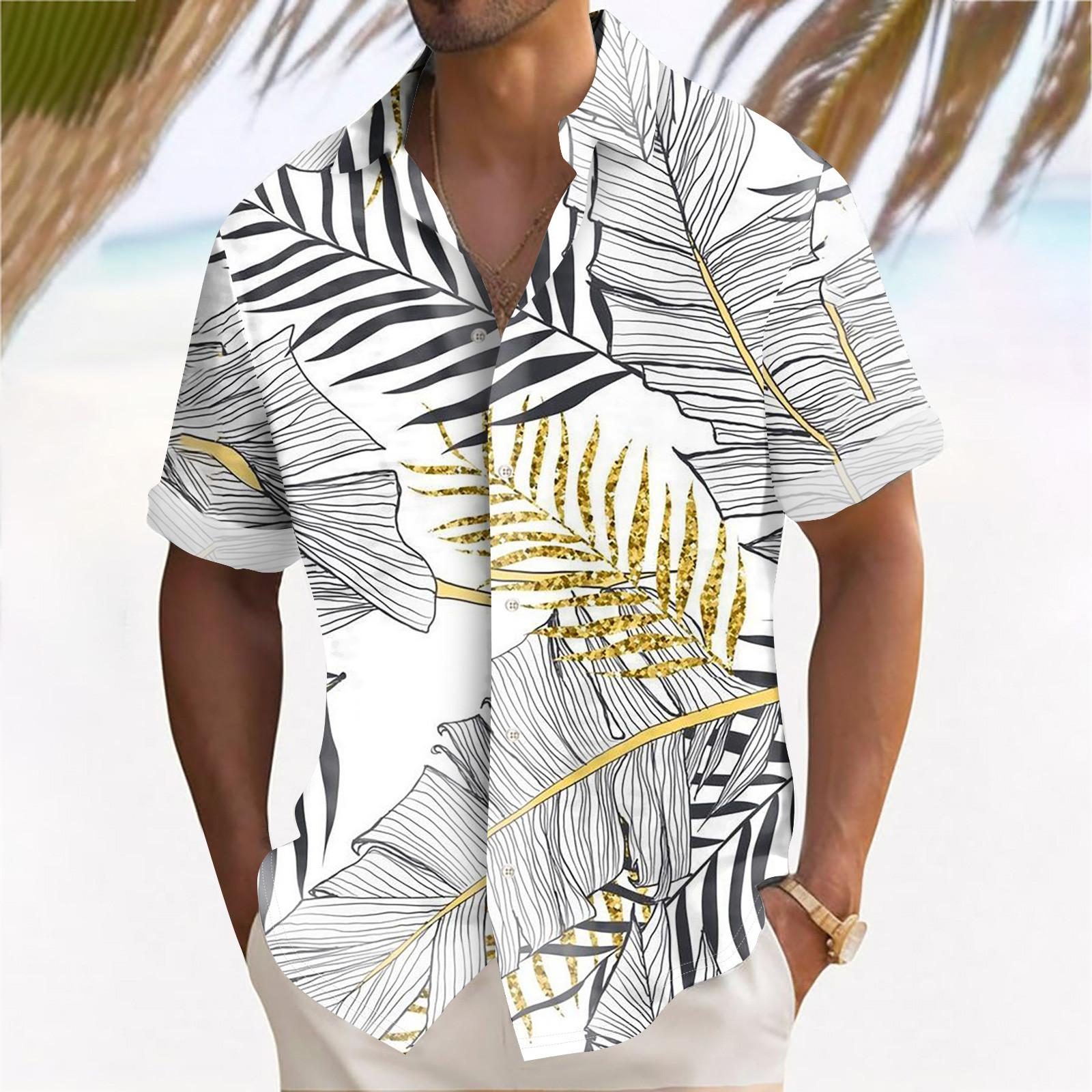 

Гавайская рубашка для мужчин, мужские винтажные рубашки для боулинга на пуговицах, летняя пляжная рубашка с коротким рукавом XXXL оранжевый