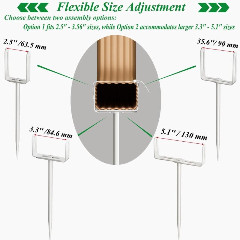 2pcs Adjustable Size Downspout Support Brackets Heavy Type Carbon Steel Rust Proof Finish Simple Setup