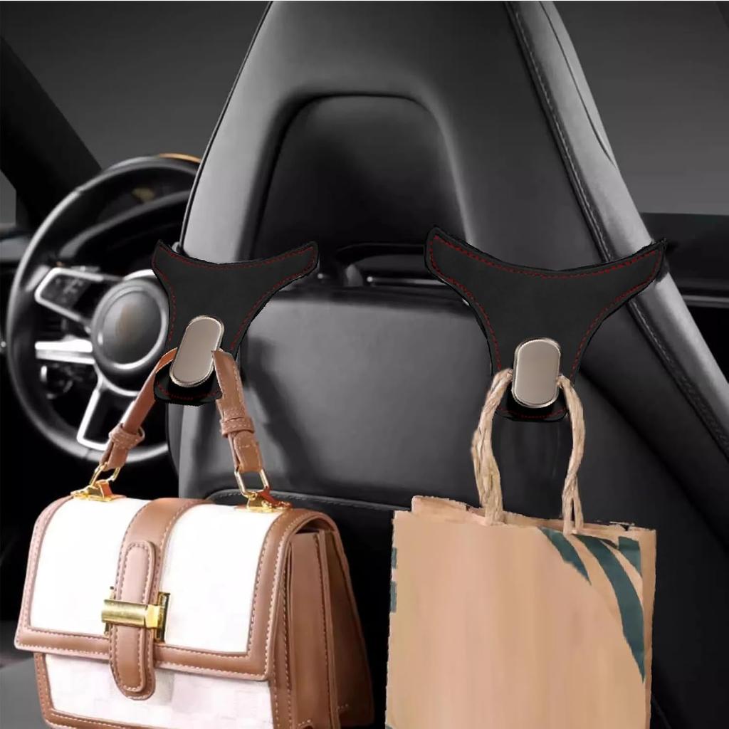 2PCS Car Purse Hooks,Suede Durable Car Seat Back Hooks for Purses and Bags, Purses Hanger for Sport Seat Back, Easy-Install Cars Stroge Organizer