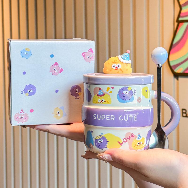 

Подарок на день рождения девочке милая брикетная кружка для печенья пара керамическая кружка с крышкой кофейная чашка для воды сувенир 401-500ml