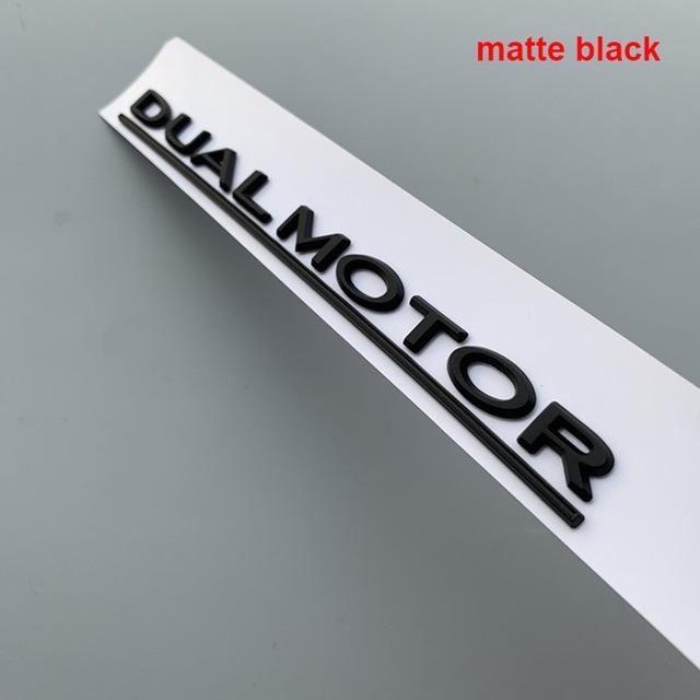 DUAL MOTOR Unterstrichene Buchstaben Emblem für Modell 3 Auto Styling Umrüstung Hochleistungs-Kofferraumabzeichen Aufkleber Chrom Schwarz