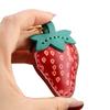 First Layer Cowhide Small Strawberry Keychain Pendant, Locomotive Car Key Chain Accessories, Bag Pendant, Cute Little Gift