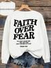 Casual Women's Hoodies Faith Over Fear Letter Printing Sweatshirts Fleece Warm Comfortable Pocket Pullovers Autumn Streetwear