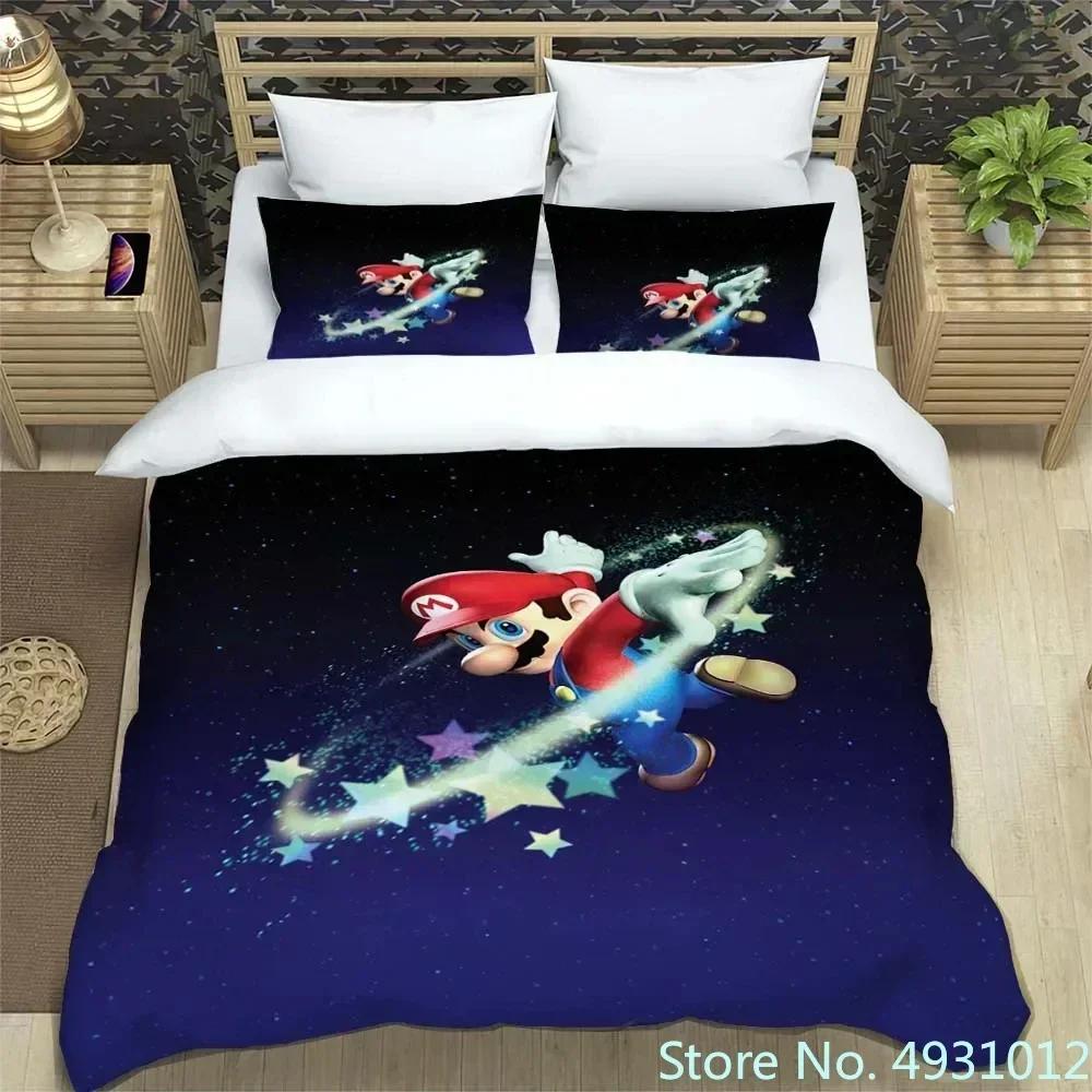

Anime Jumpman Super Mario Children Bedding Set Pillowcase Bedclothes Cartoon 3D Printed Kids Adult Boys Quilt Duvet Cover Gift US Full(200*230cm)3pcs