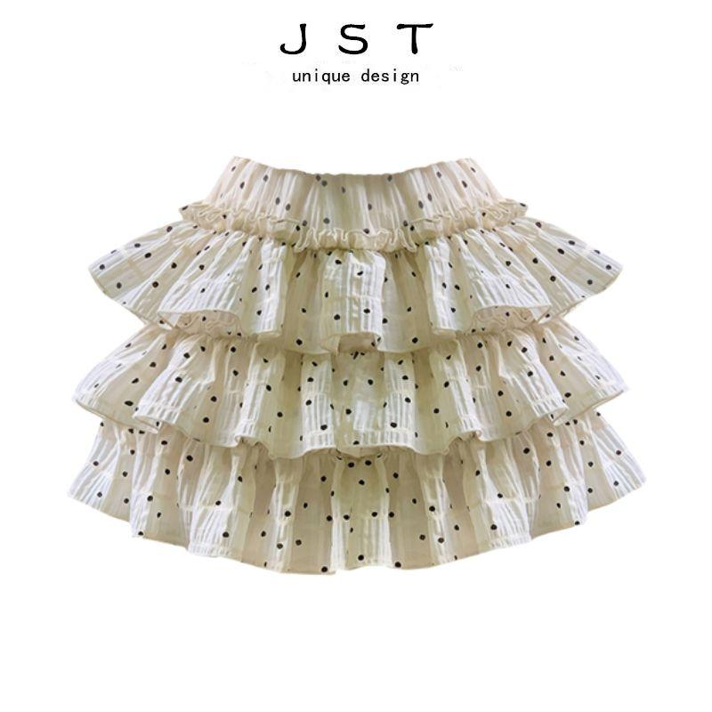 

Женская юбка А-силуэта, летняя, с эластичной талией, в горошек, многослойная, с высокой талией, короткая юбка, юбка-пачка S