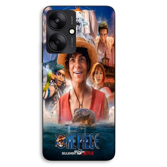 Coque de téléphone - MANIACASE - Xiaomi Redmi 13C 5G - Silicone TPU - Poster Luffy (One Piece) - Noir