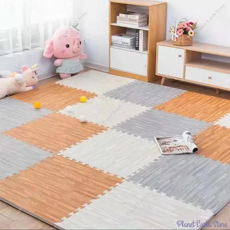 10/20Pcs Wood Grain Puzzle Floor Foam Carpet Bedroom Splicing Mat Baby Sports Play Mat Decorative Carpet Exercise Tiles 30*30cm