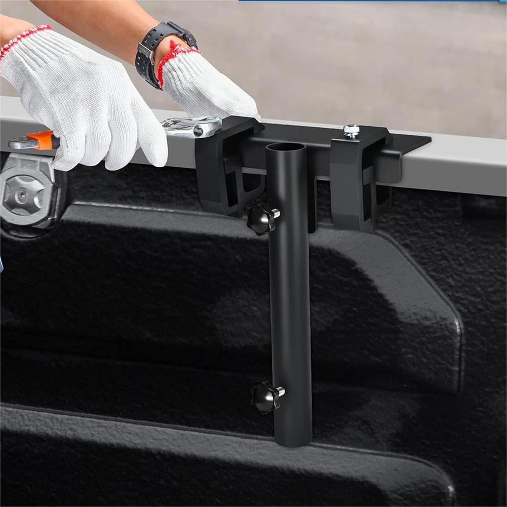Car Flagpole Kit No Drilling Side Flag Pole Mount Kit For Truck Bed, Universal Black Flagpole Holder Fit Up To 1.5" Pole