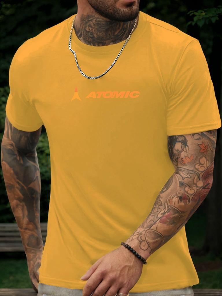 Kurzarm T-Shirt ATOMIC Herren 100% Baumwolle Gemustertes Hemd Sommer Rundhals Atmungsaktiv Lässig Mode Cooles T-Shirt