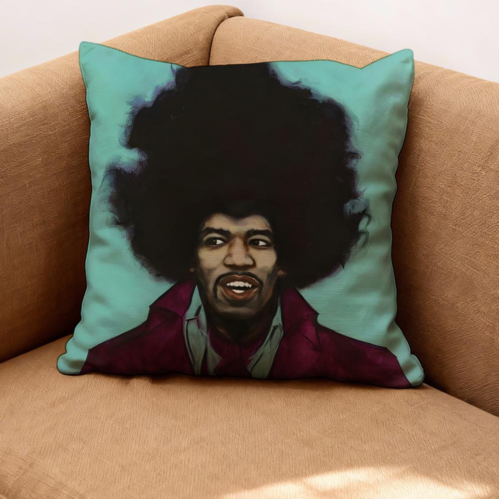 singer J-Jimi Hendrix Cushion Cover Premium Comfort Reversible Pillow Cove -Two in One Design for Any Room & Car Interior