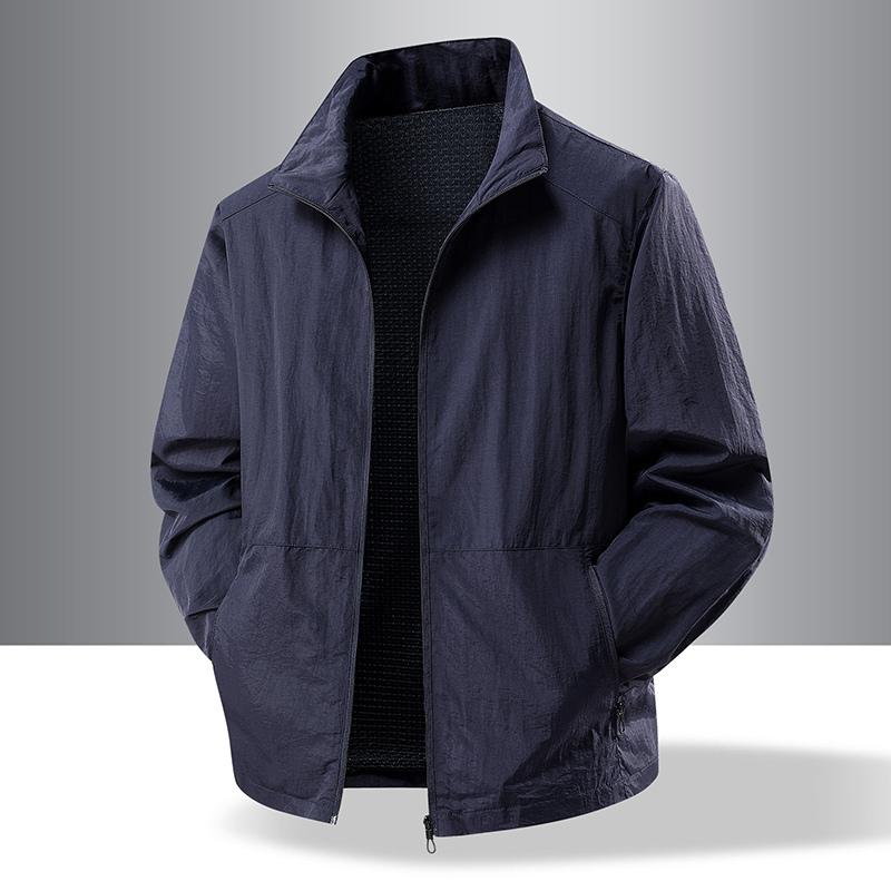 Giacca da uomo sportiva larga stile coreano casual tinta unita con tasche manica lunga cerniera cardigan top