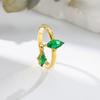 Green Crystal Marquise Stone Tassel Pendant Stainless Steel Rings for Women Vintage Gold CopperColor Wedding Jewelry Minimalist
