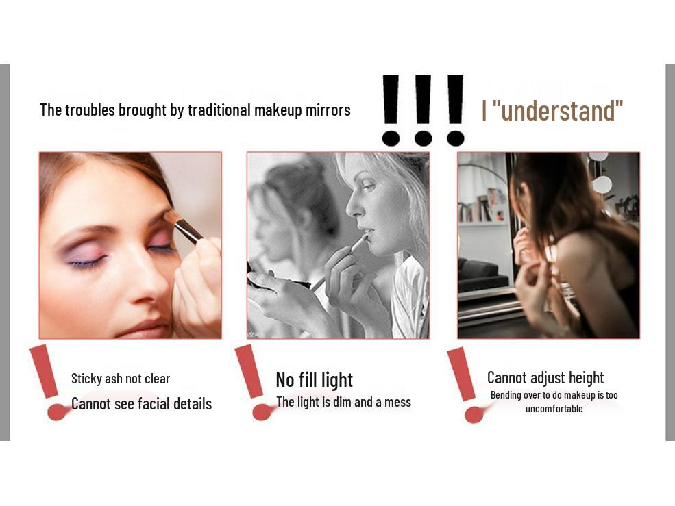 360° Rotating LED Vanity Mirror with Touch Sensor, 16/22 Lights, and Desktop Storage