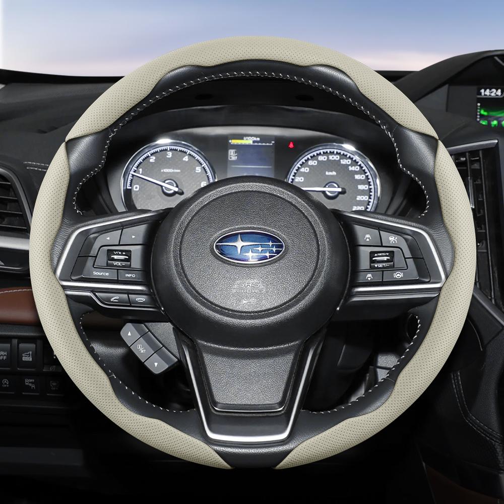Suitable for SUBARU Breathable Hole Leather Steering Wheel Cover Segmented Outback Forester Impreza Ascent Crosstrek Legacy WRX