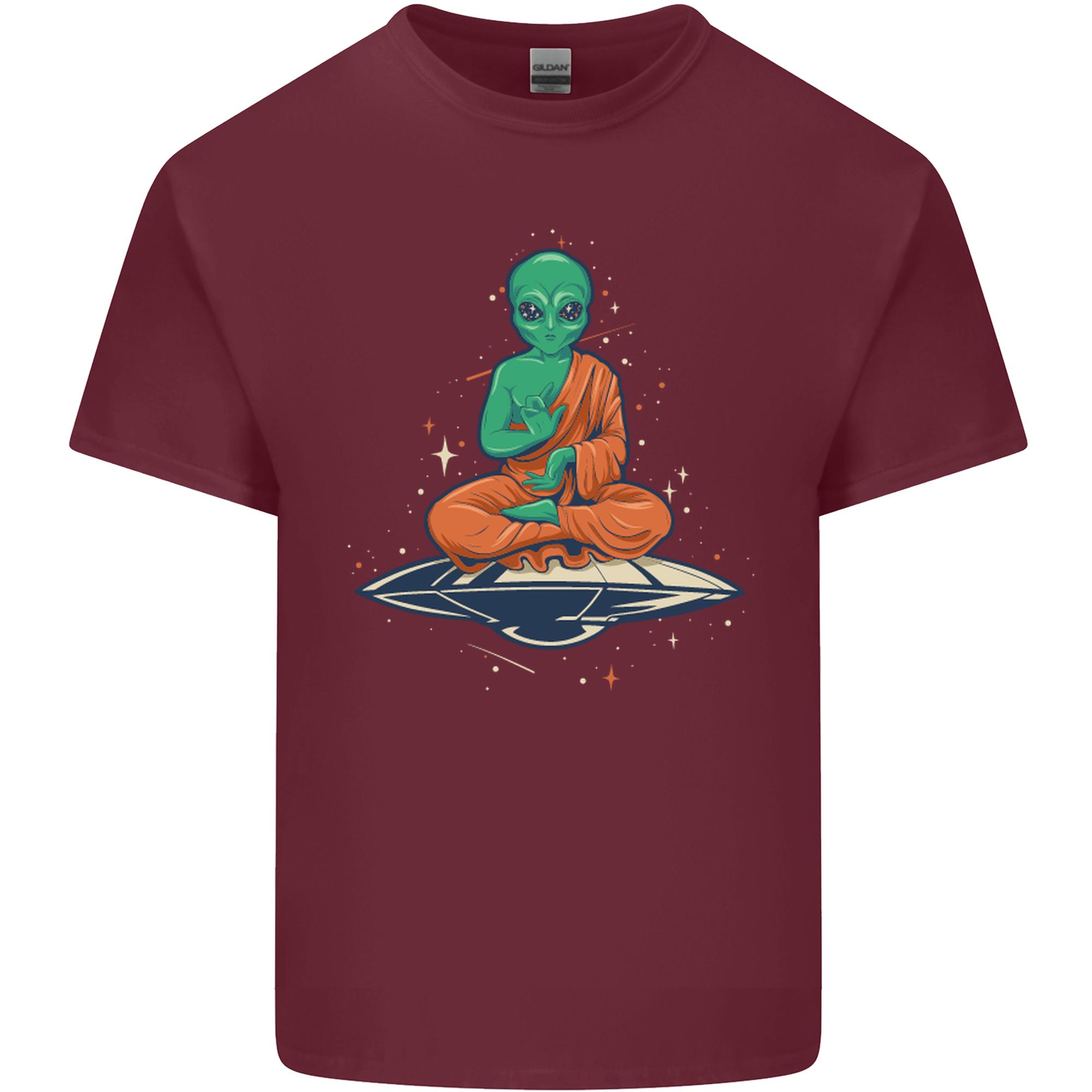Meditating Alien UFO Yoga Unisexs Light Cotton TShirt S