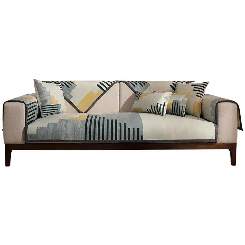 Sofabezug mit geometrischem Gittermuster, Schonbezüge, L-förmige Ecksofabezüge für das Wohnzimmer, rutschfeste Couchbezug, Sofahandtuch, 1/2/3/4-Sitzer