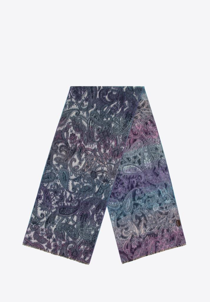Wittchen Woman Women's Scarf With Oriental Motif, Blue And Purple, Blue And Purple Polyester
