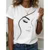 Abstract Face Gradient Color Print T-Shirts Women's Casual Short Sleeve O-Neck Tees Harajuku Y2K Tops Female Clothing