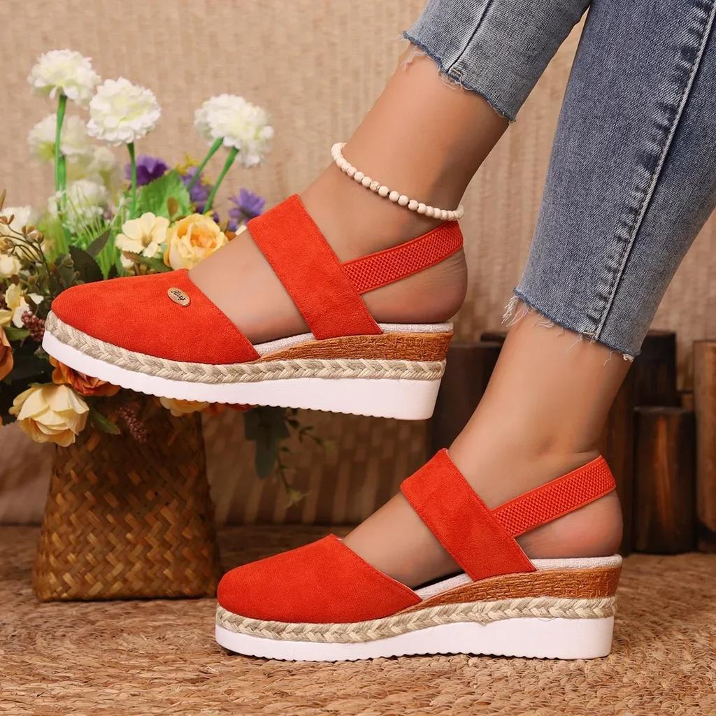 Fashion Women Closed Toe Wedge Sandals Women Summer Buckle Strap Gladiator Shoes Woman Fashion Espadrilles Platform Sandalias Mujer