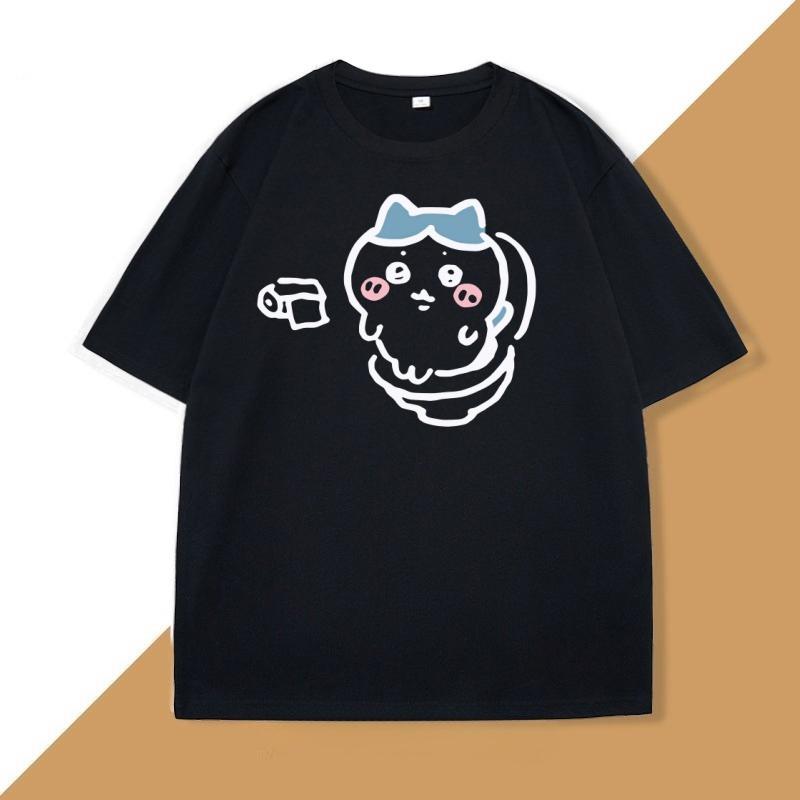 Cute Chiware On The Toilet Tshirt for Unisex Women Funny Cotton Short Sleeve Round Neck Tshirt Humor T Shirt Loose Casual Clothes