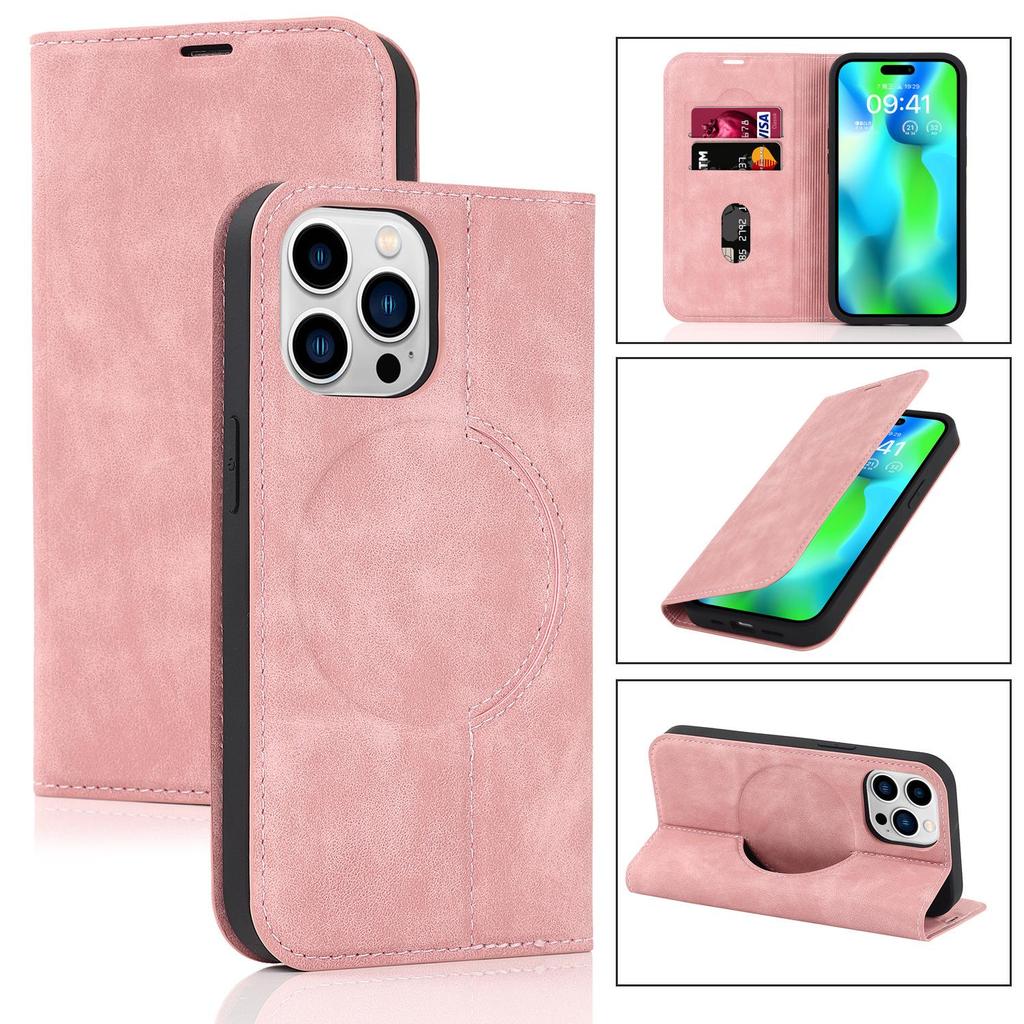 iPhone 15 Anti-Theft Leather Case with MagSafe, Wireless Charging, and Card Holder