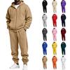 Completo con felpa con cappuccio e zip a contrasto e pantaloni della tuta con coulisse da uomo