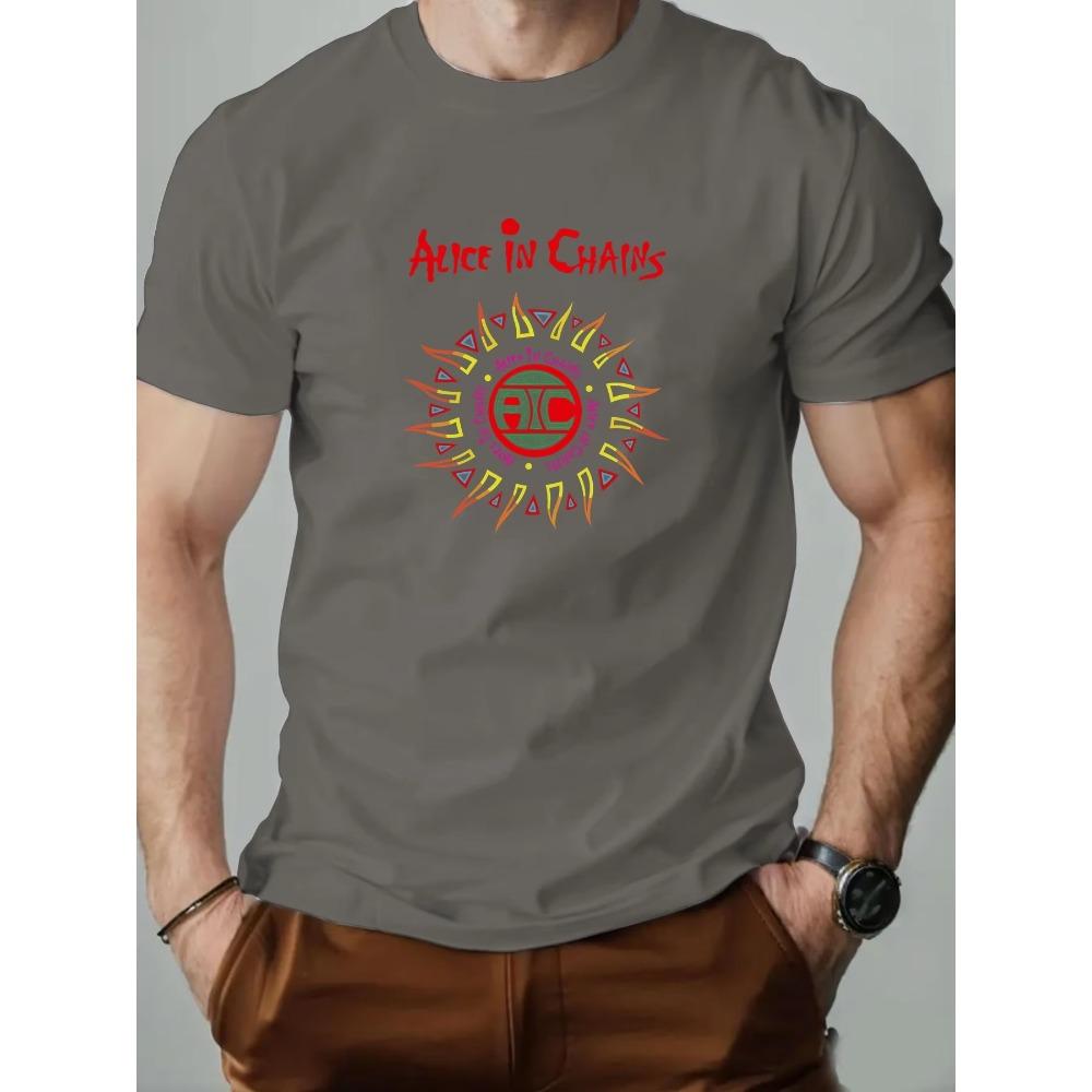 Men's  T-Shirt, Alice In Chains Summer Round Neck Short Sleeve Graphic Breathable Fashion Casual T-Shirt
