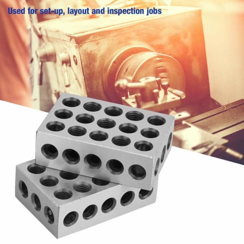 Milling Parallel Clamping Blocks, 2-Piece Precision Steel 23-Hole Milling Tool Accessory, Steel Engineer Blocks, 25x50x75mm, 23-Hole Milling Parallel