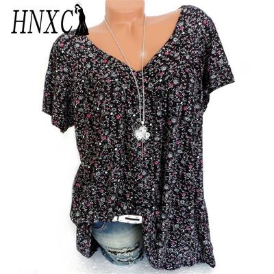 Women's Fashion Casual Summer Floral Print Short Sleeve V-Neck Blouses & Shirts