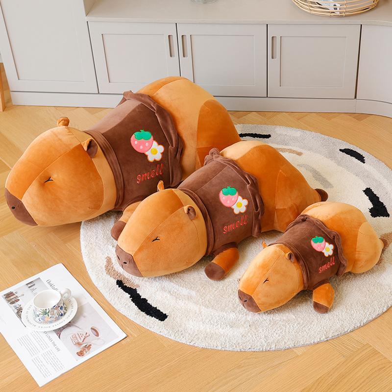 95cm Cartoon New Soft Giant Long Capybara Plush Doll Pillow High Quality Hoodie Capybara Plush Toy Home Decor Appease Doll