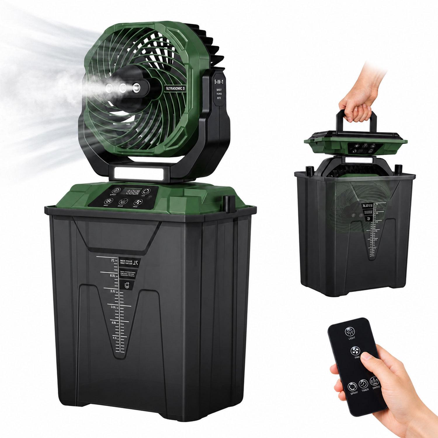 Portable atomizing fan, powered by a 20000mAh battery, rechargeable
