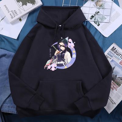 New Hot Anime Demon Slayer Kochou Shinobu with A Sword Womens Hoodie Casual Autumn Hoody Warm Fleece Tops Female Sweatshirt