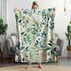 1pc Vintage Botanical Green Leaf Print Blanket Polyester Fabric Machine Washable Suitable for Bedroom and Living Room Decoration