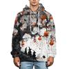 Men's Halloween Print Hoodie Plus Size Flannel Casual Pullover Sweatshirt for Fall and Winter