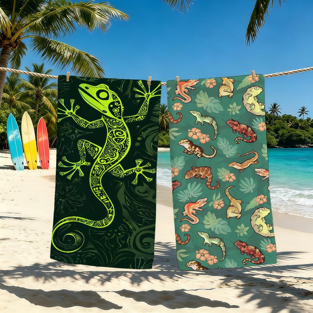 Cute Towel Animal Gecko For Outdoor Camping Leopard Beach Towel Super Absorbent Quick-Drying Summer Towel