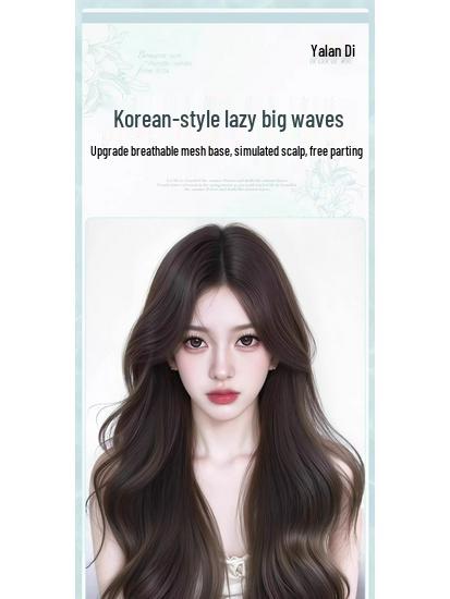 Natural-Look Long Curly Full Wig with Large Waves - Invisible Seamless Cap for Fluffy, Voluminous Coverage