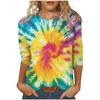 Frühling und Herbst Rundhals Bunt 3D-Druck Oberteil Modisches Lässiges Langarm Damen-T-Shirts