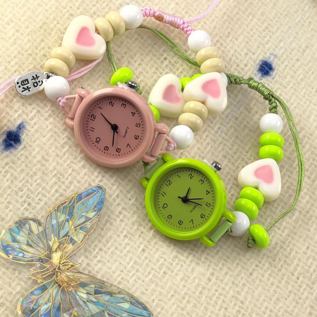 Fashion Dopamine Bracelet Watch Beaded Adjustable Star Heart Chain Watch Pendant Quartz Watch Women Girls Digital Wristwatches