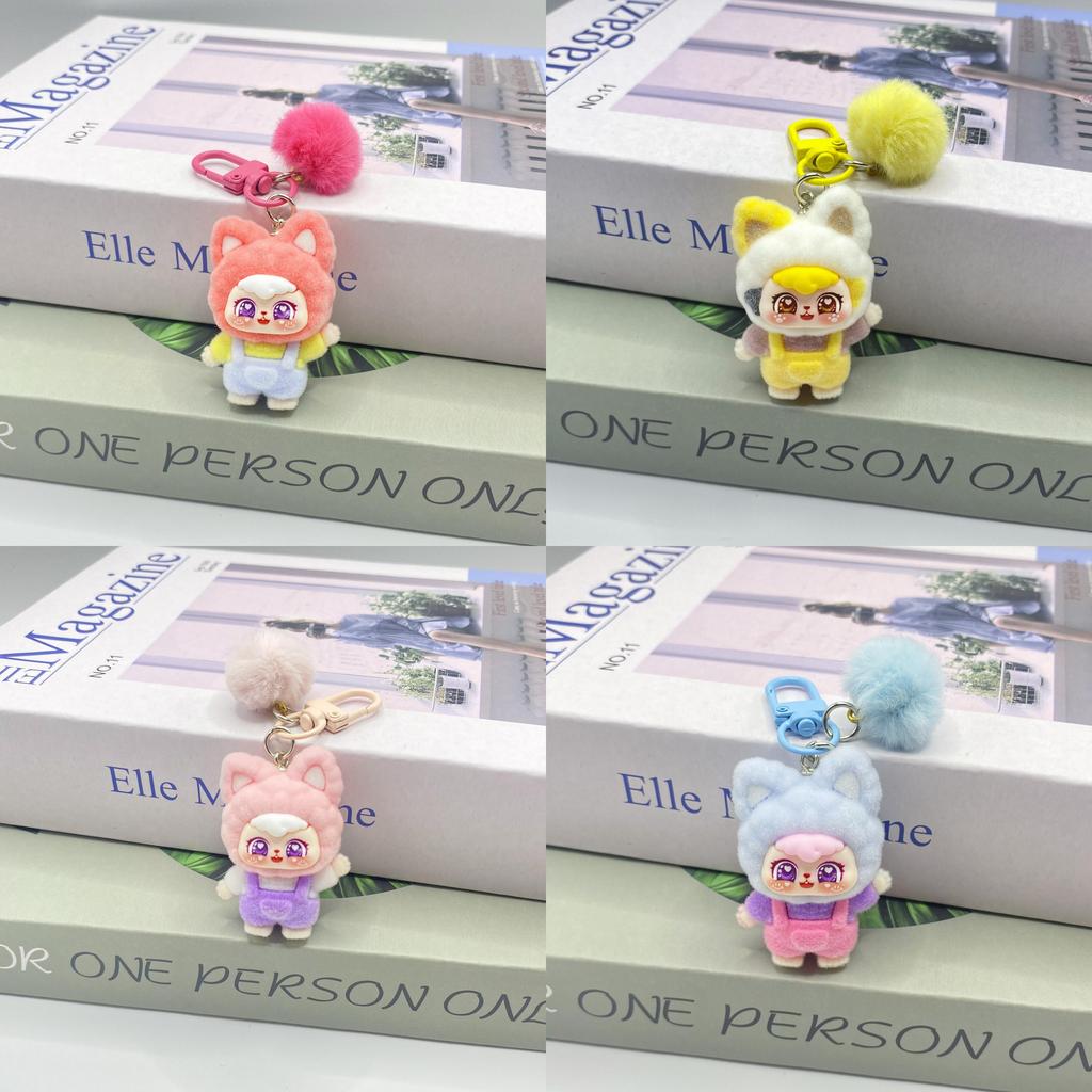 Lucky Cat Keychain Plush Toy With Handwave Design For Gift And Decor