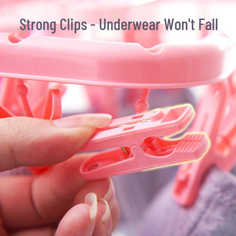 Windproof Foldable 32-Clip Hanger for Drying Clothes, Pants, Socks, and Underwear