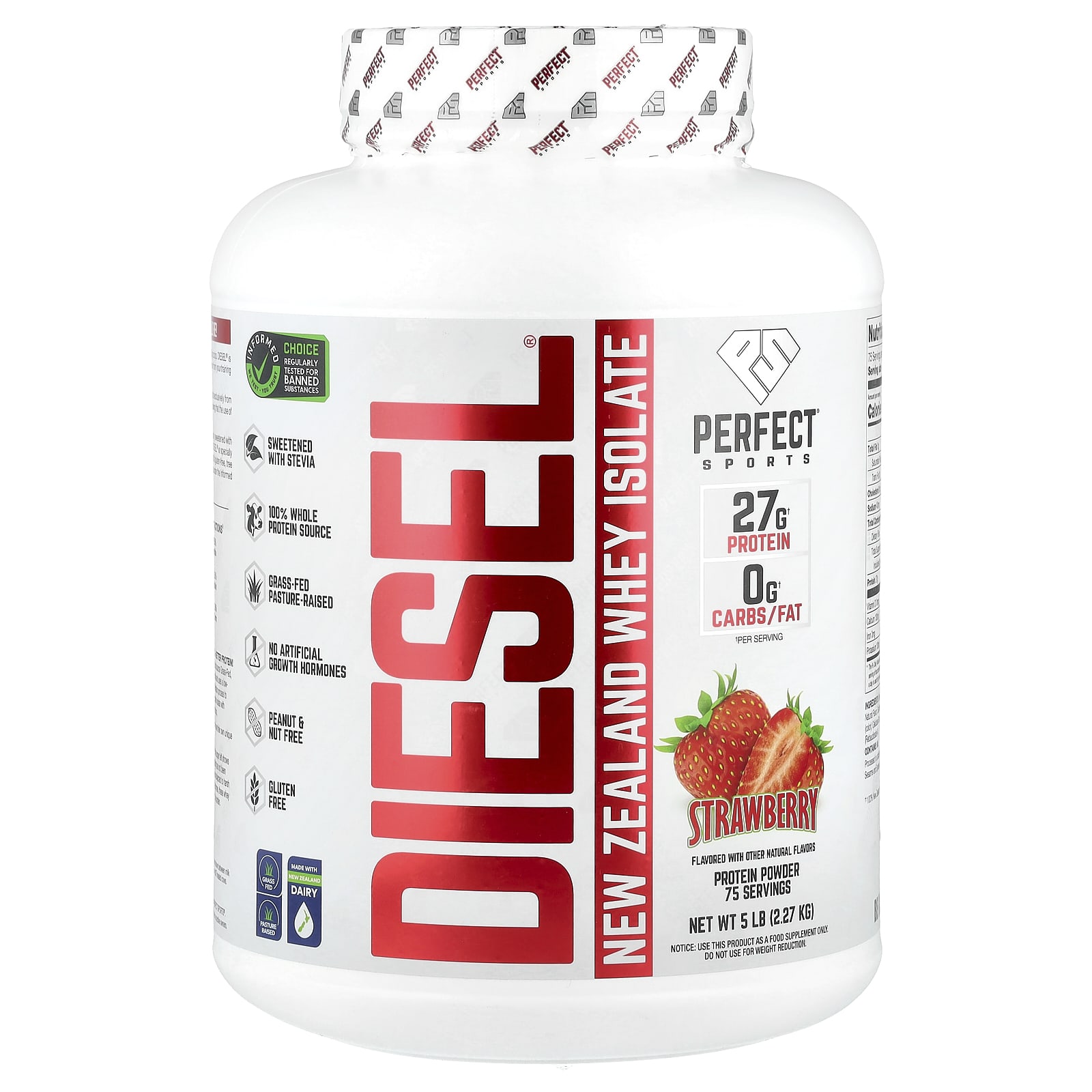 

Diesel®, New Zealand Whey Isolate, Strawberry Flavor, 2.27Kg(5Lb)