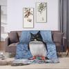 Cute Penguins Famous Meowl Cat Owl Meme Blanket  Warm Soft Plush Throw Blanket For Home Decor Travel Flannel Bedspread Bed Cover