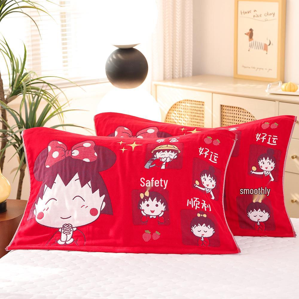 Par de Fronhas de Algodão Antiderrapantes - Design Festivo Vermelho, Absorventes de Suor, Anti-Queda, Frete Grátis