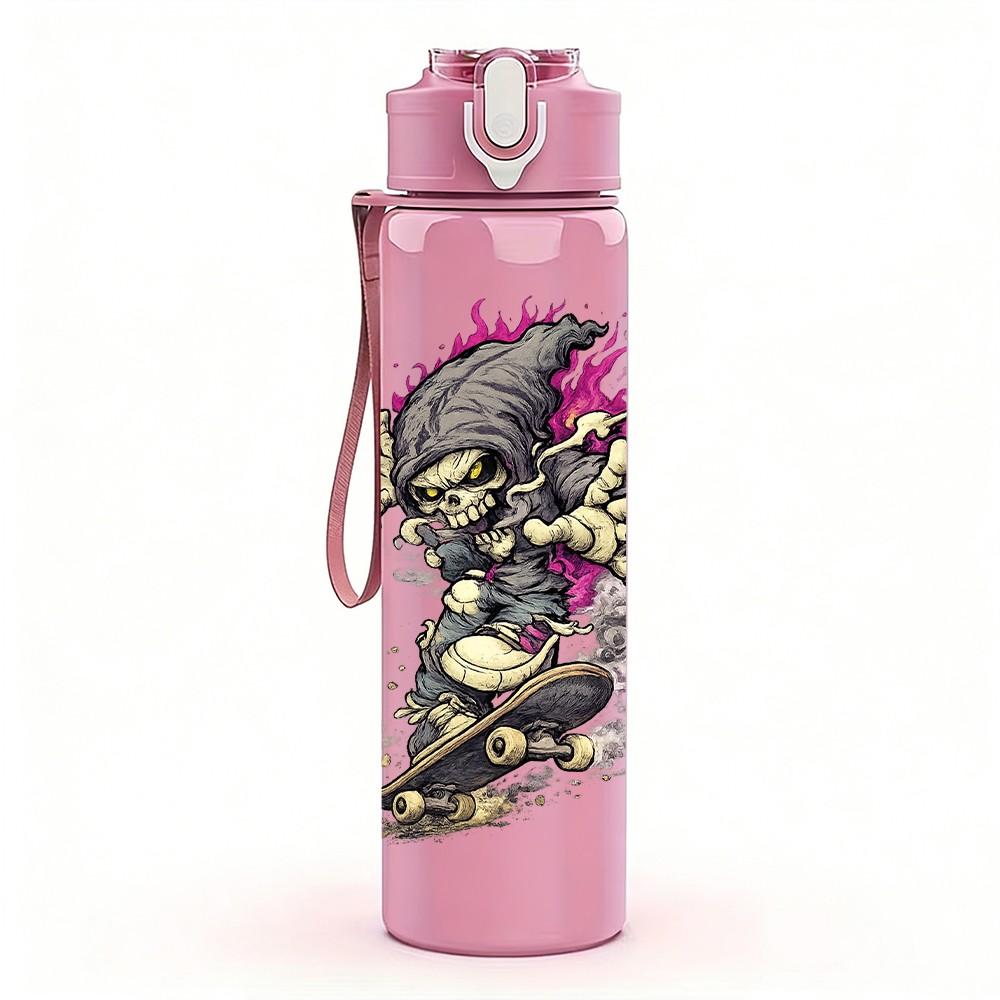 1PC Armored Warrior Knight Fantasy Print 750ml Color Plastic Sports Water Bottle Leakproof Flip Straw Lid Suitable for Sports Office Home Use