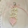 Elegant Bowknot and Heart Keychain with Pearls Stylish Bag Charm Accessories Handmade Car Key Ornament for Daily Use