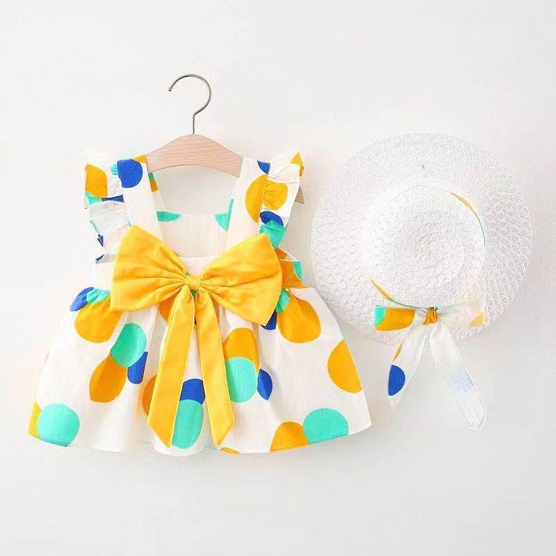 Letní bavlněné šaty na ramínka pro miminka - Dětské jednodílné oblečení