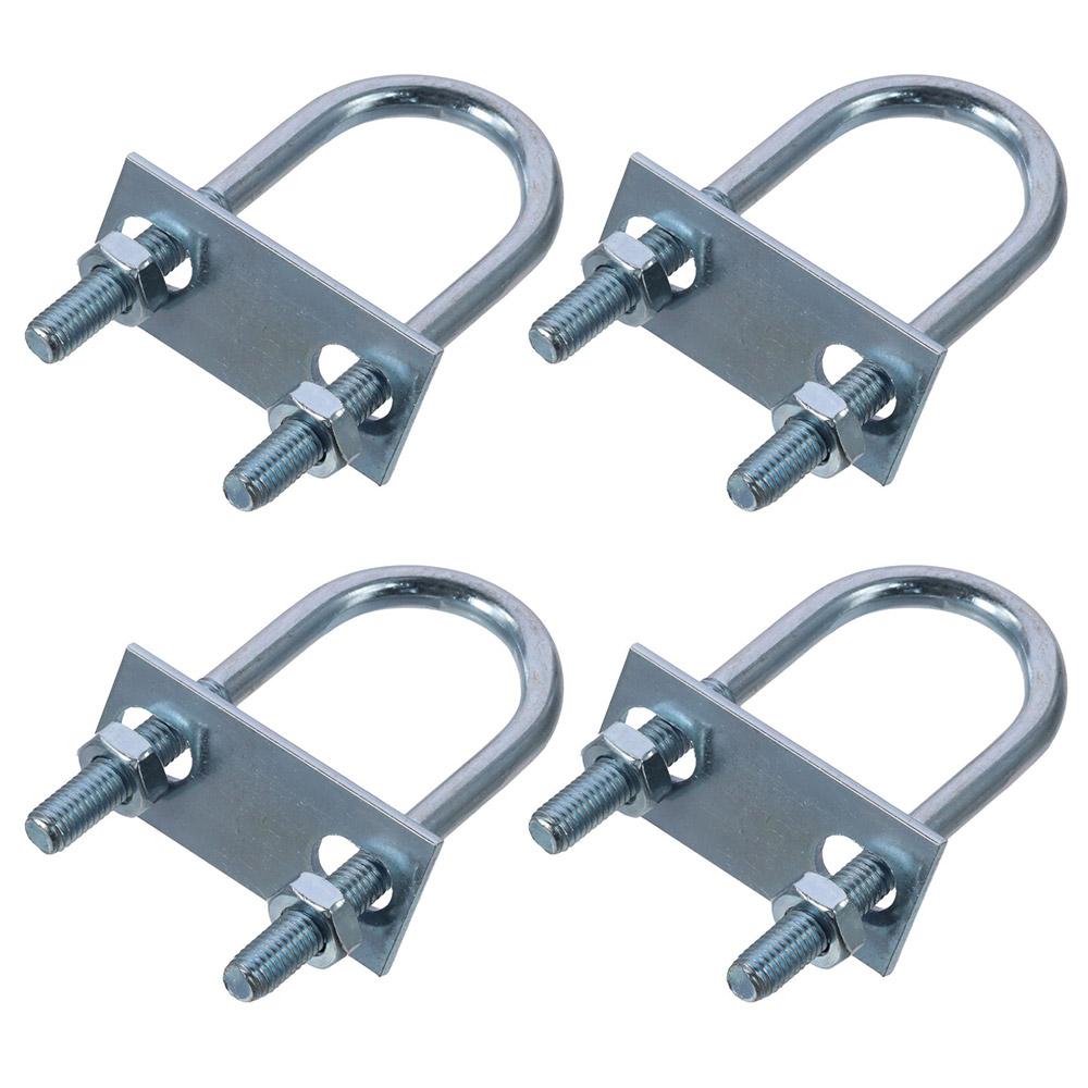 

4PCS Silver Round Bend U Clamp M8 with Nut Plate Washer Good Tensile Strength Round U-Bolts 4 Sets-M8X42X75